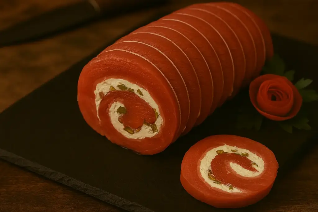 Roulade de veau farcie au fromage frais et pistaches